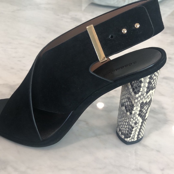 BCBG Max Azaria black suede and snakeskin sandal - Picture 3 of 7